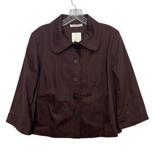 Terracotta Button-Up Brown Jacket Womens 12 Brown New Cropped Short